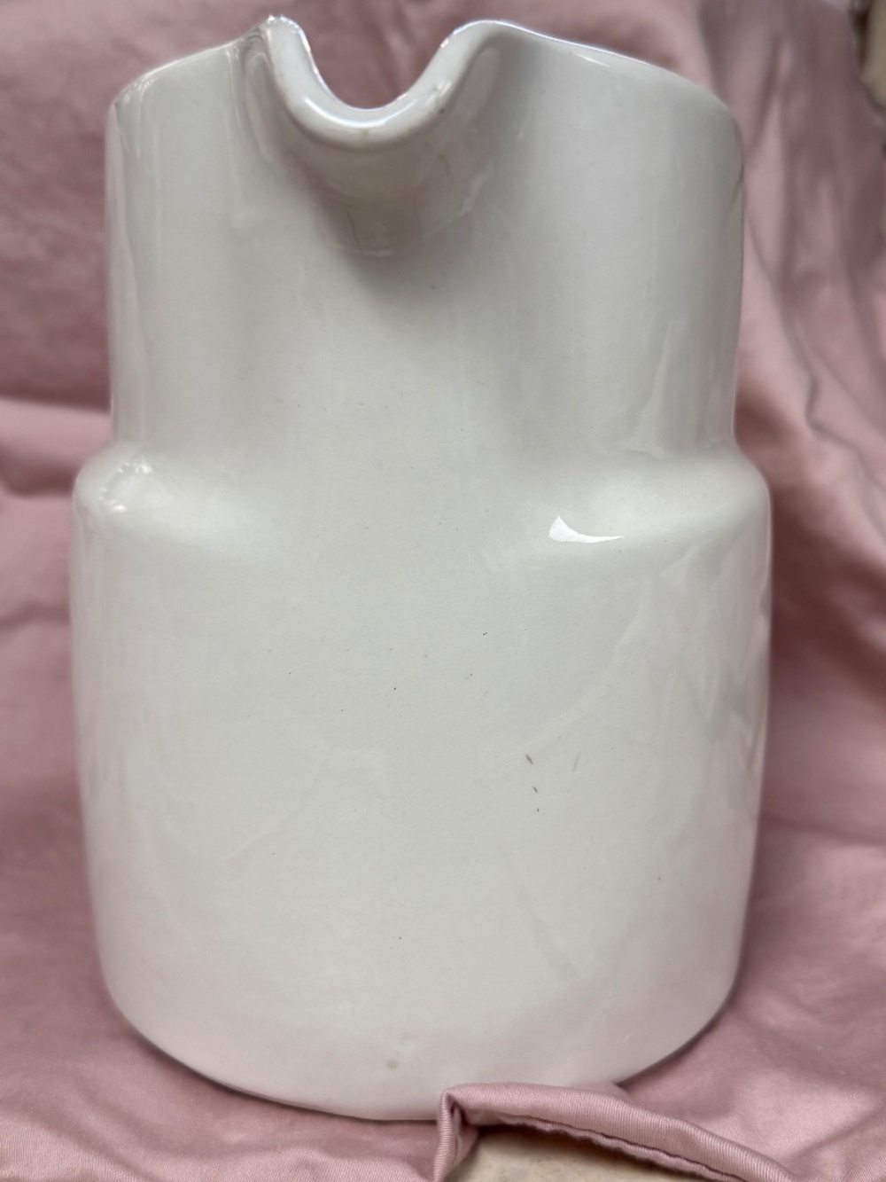 White Ceramic Pitcher | Modern Farmhouse Kitchen Decor - Picture 2 of 3